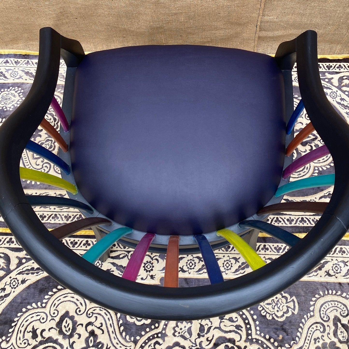 Aubergine Upholstered and Painted Maximalist Dining or Occasional Chair