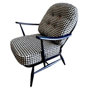 Upcycled Dogtooth Houndstooth Checked Monochrome Ercol Chair