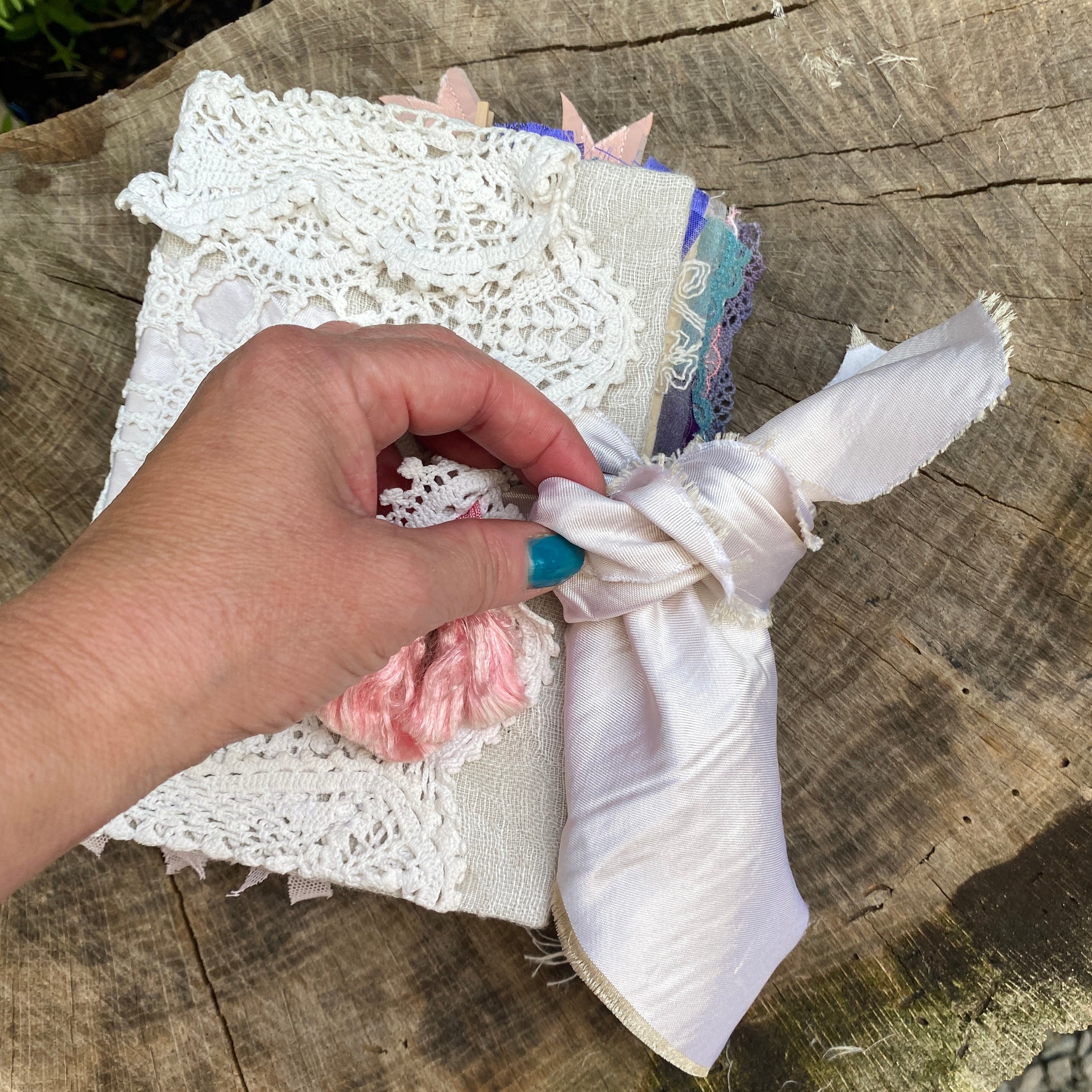 Vintage Linen Lace Silk Handmade Journal for Sale | | ReVamp Boutique UK