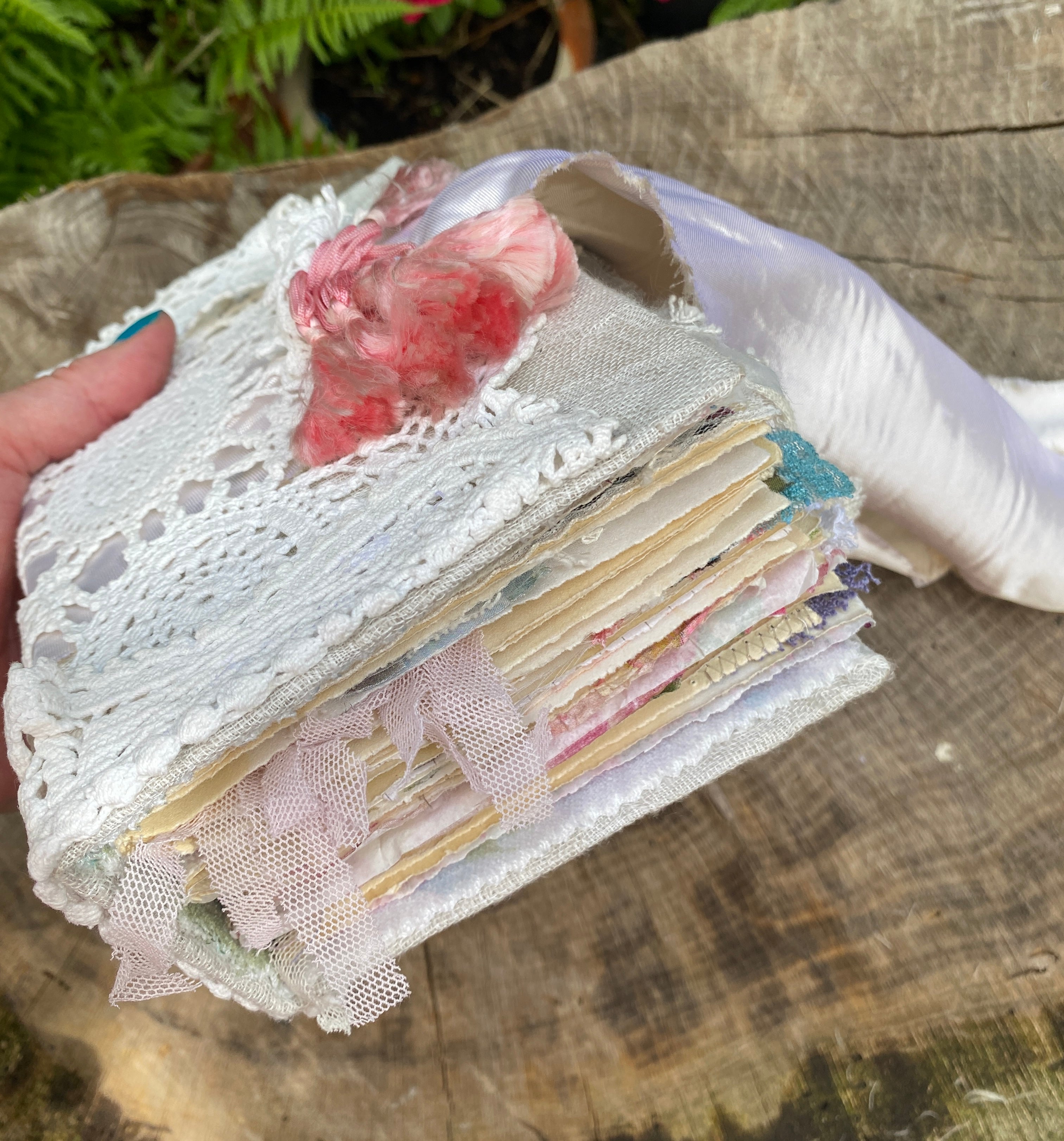 Vintage Linen Lace Silk Handmade Journal for Sale | | ReVamp Boutique UK