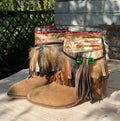 Cream Paisley Feather Boot Cuffs