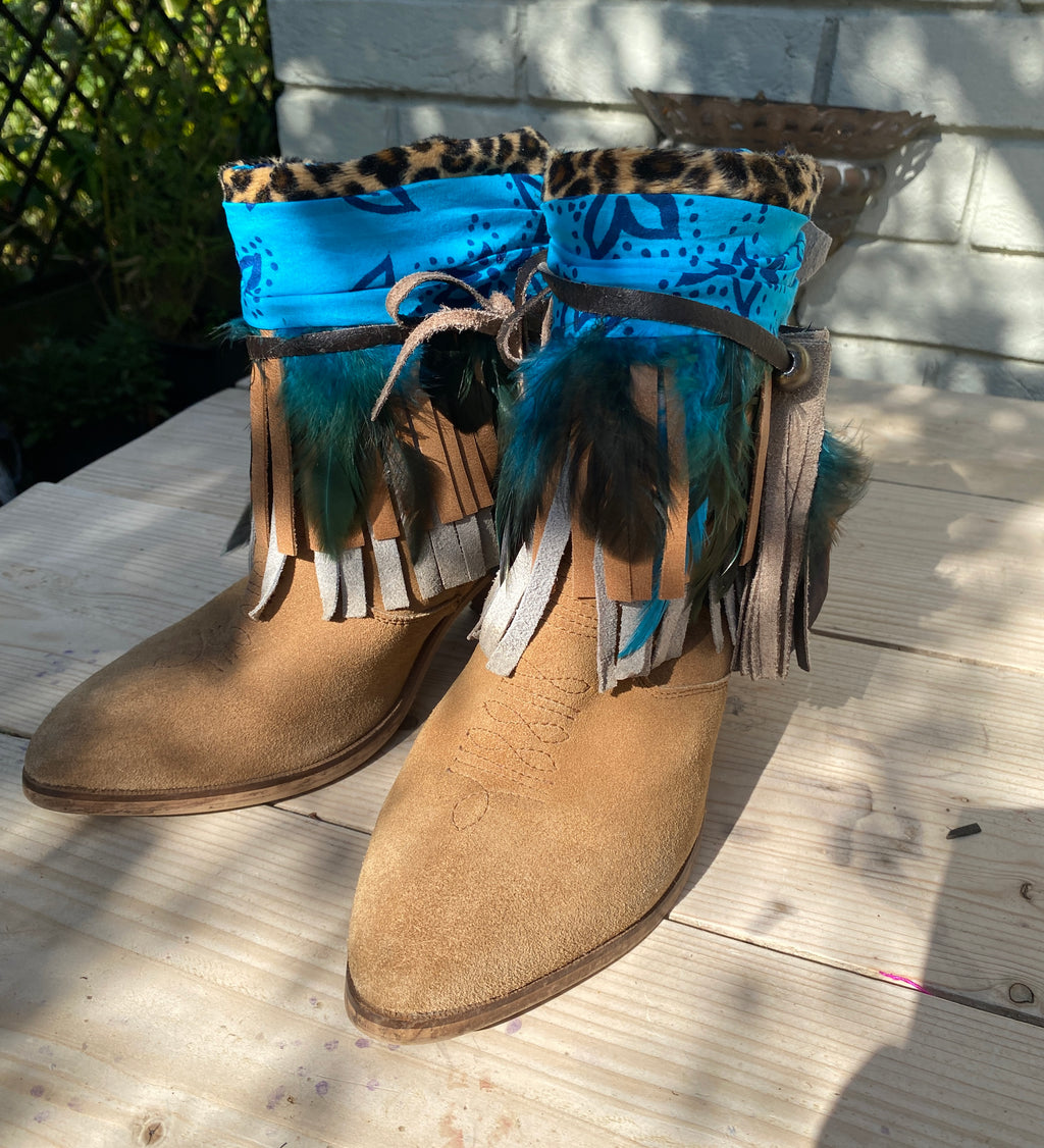 Boho Leather Fringe Boot Cuffs