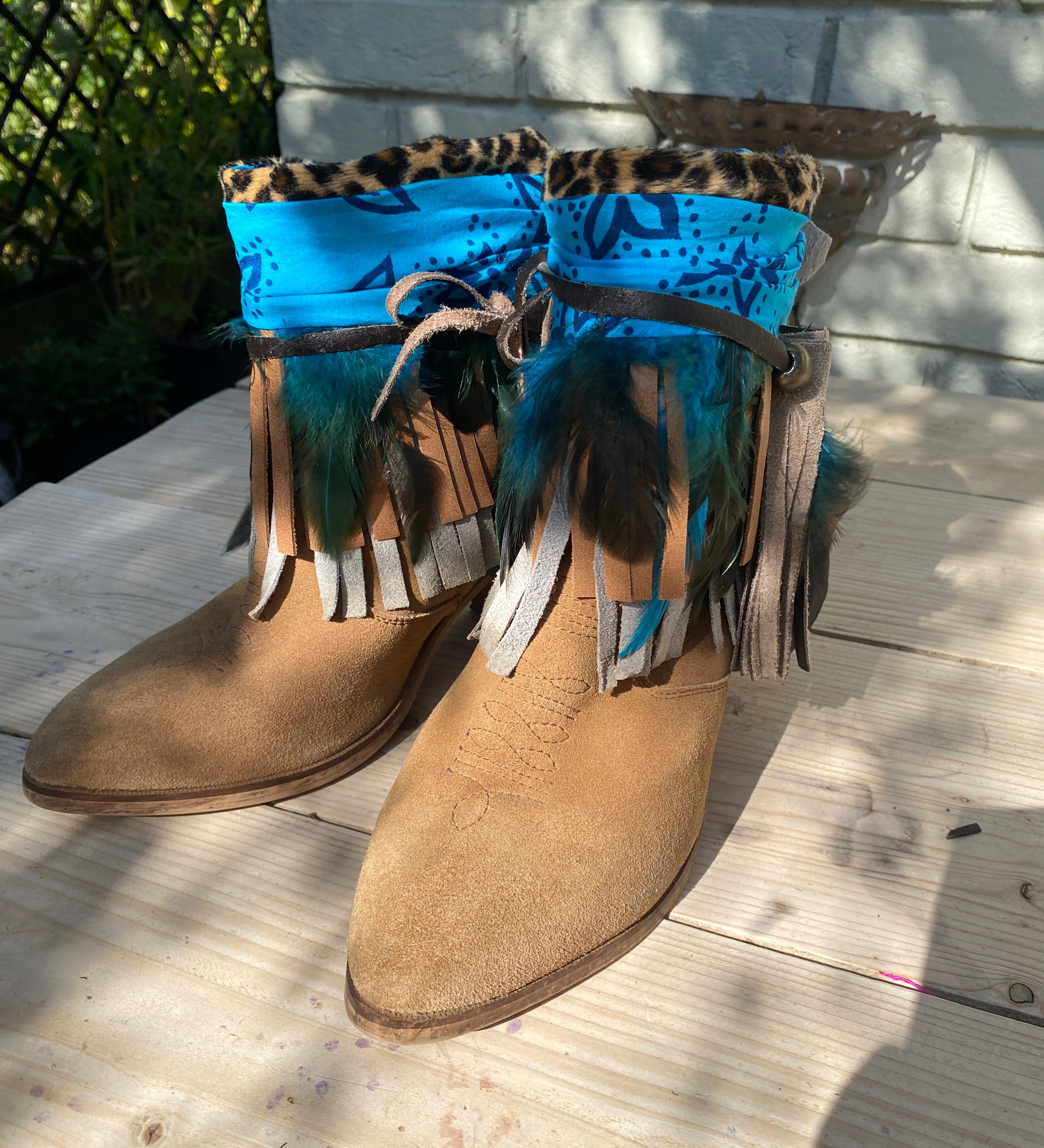 Boho Leather Fringe Boot Cuffs