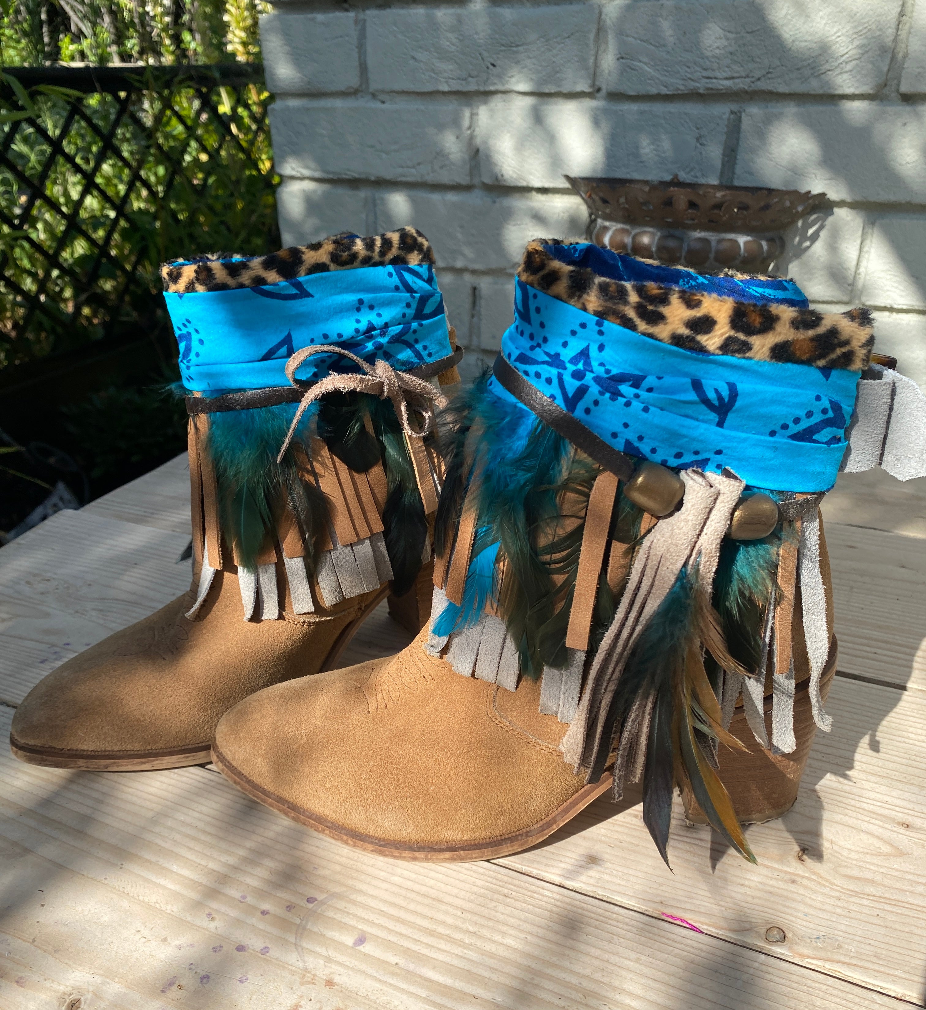 Boho Leather Fringe Boot Cuffs