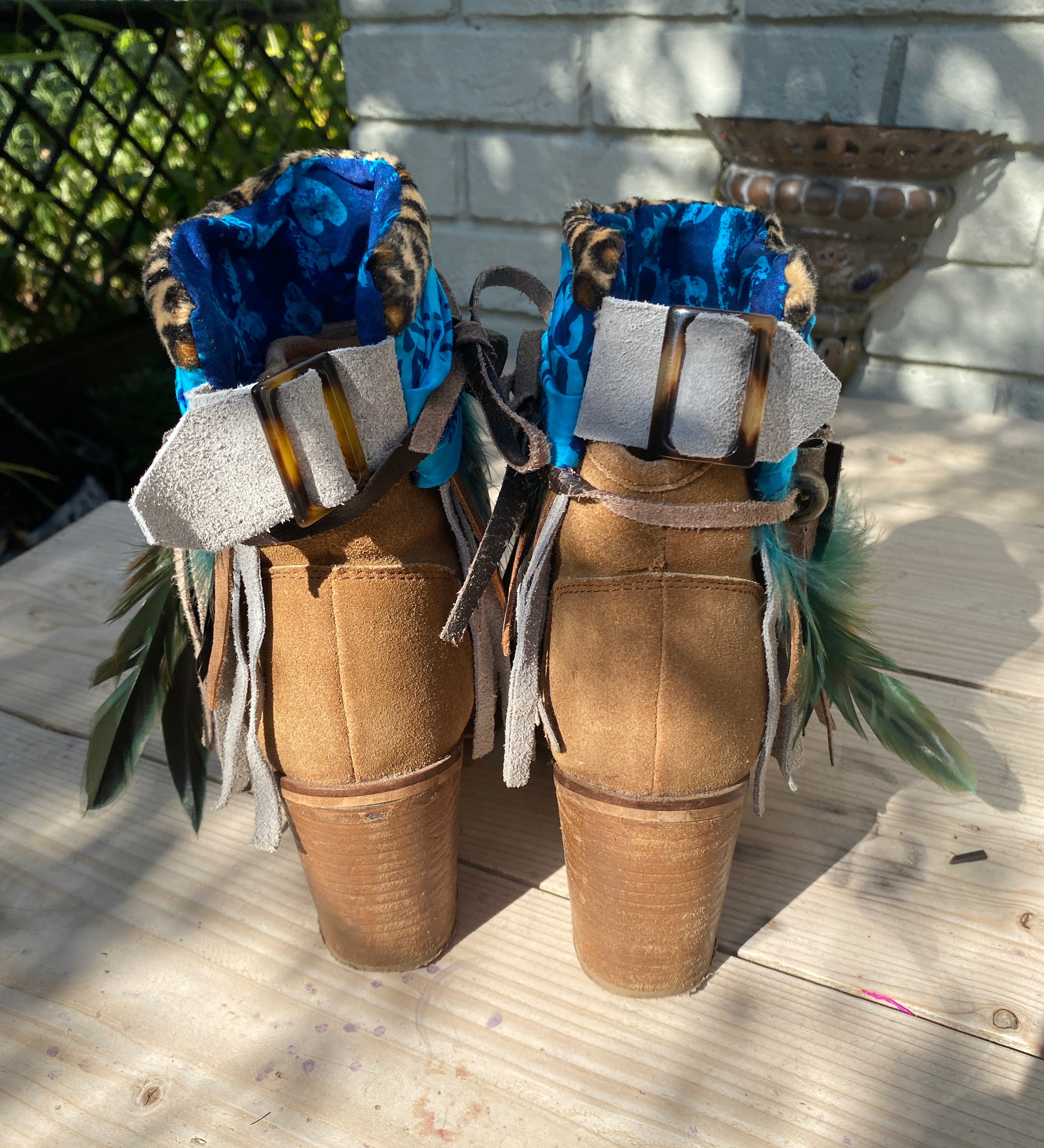 Boho Leather Fringe Boot Cuffs