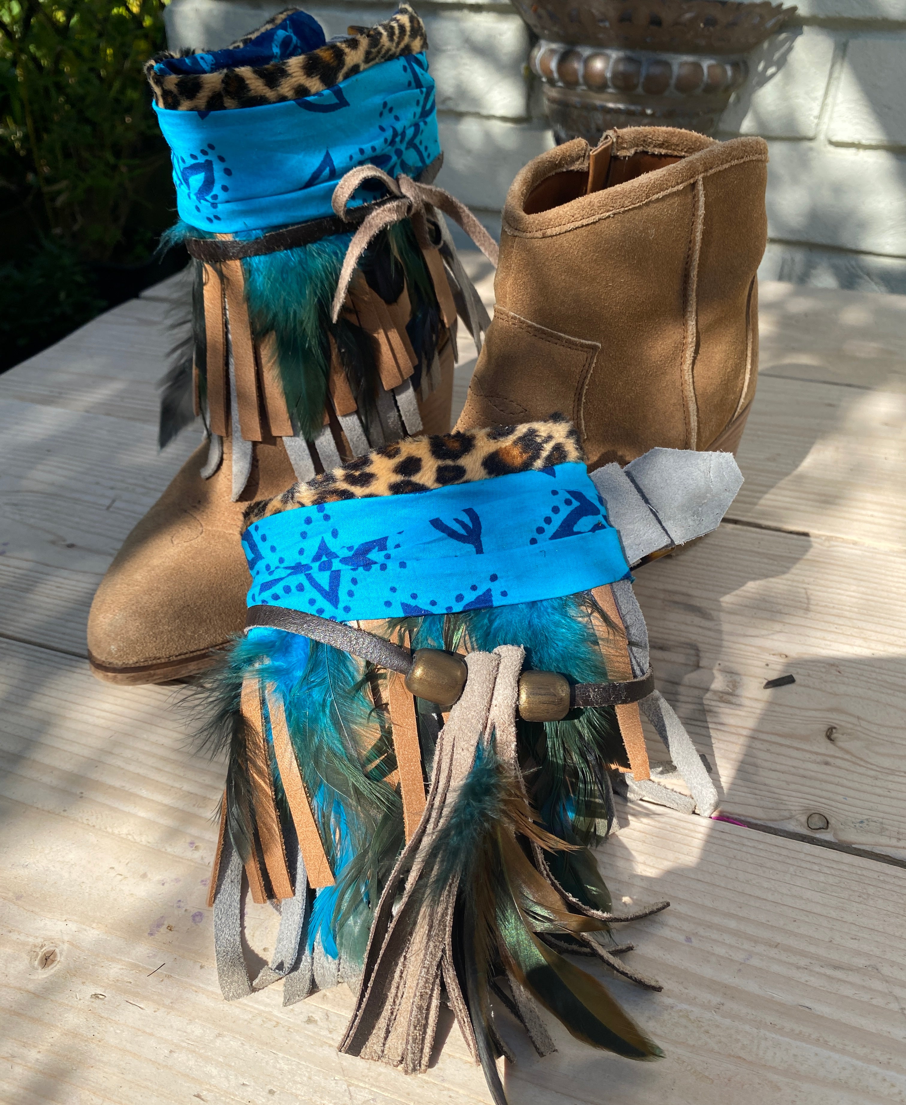 Boho Leather Fringe Boot Cuffs