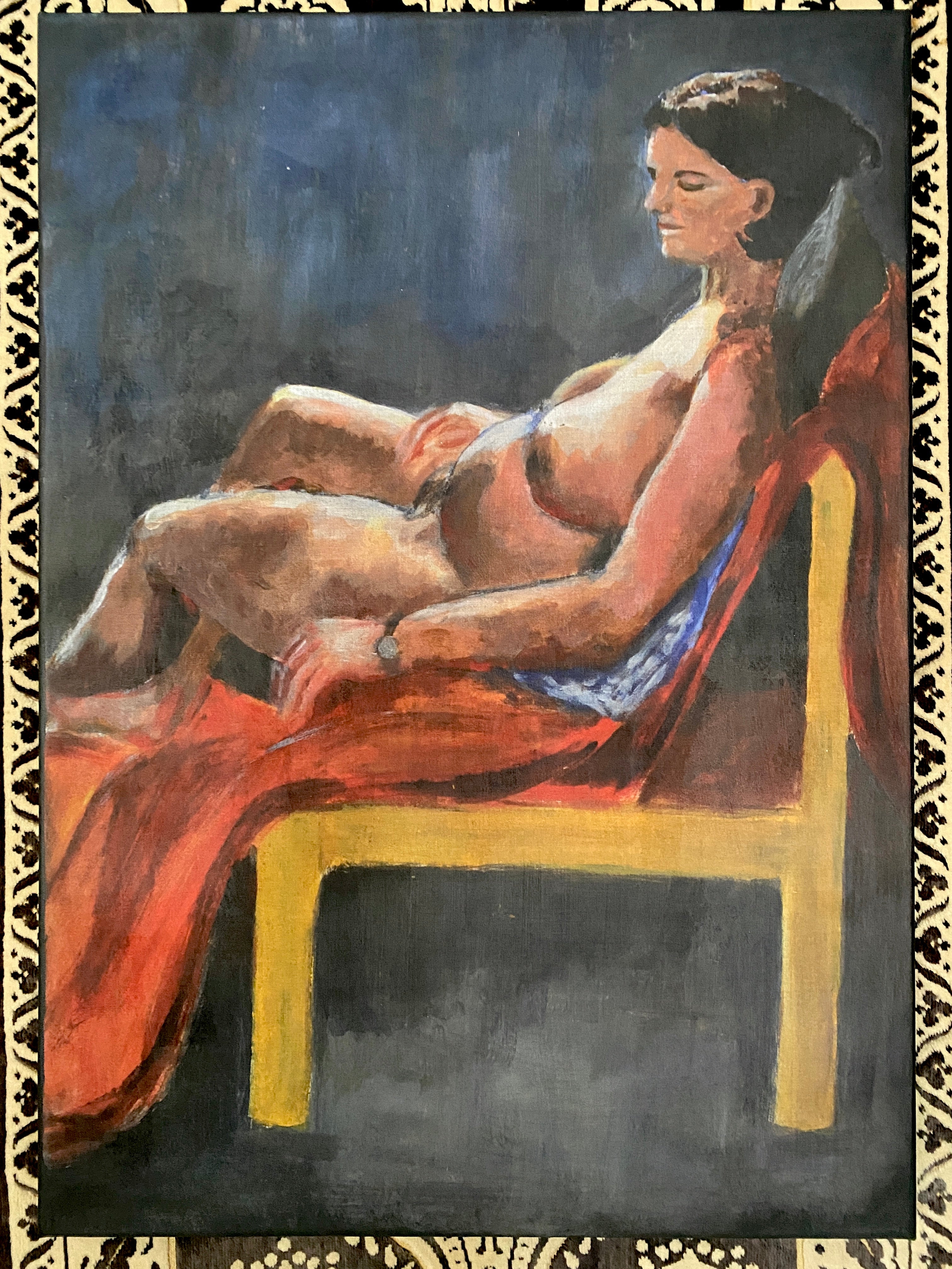 Draped Velvet Nude Original Decoupage Artwork Canvas for Sale /ReVamp Boutique UK