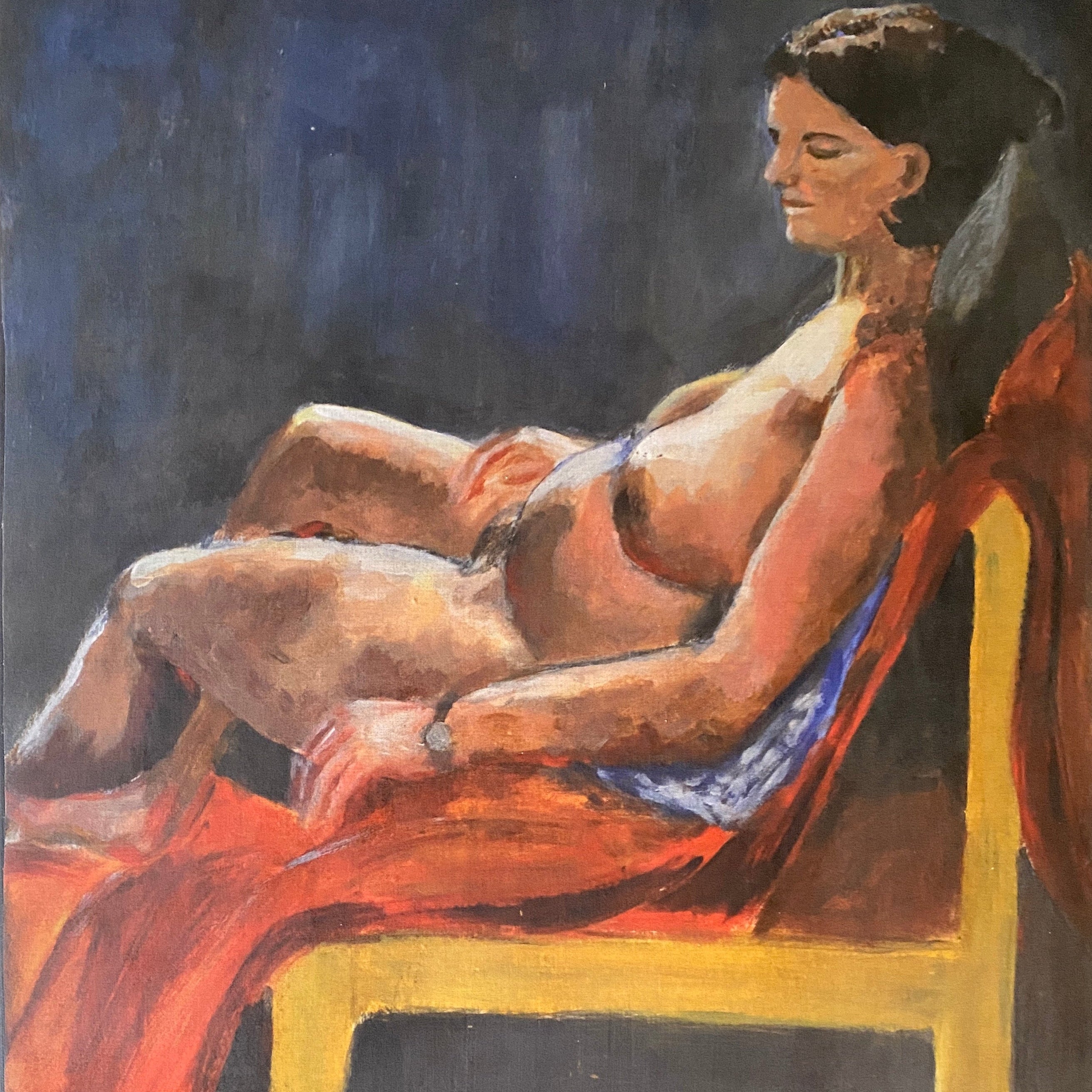 Draped Velvet Nude Original Decoupage Artwork Canvas for Sale /ReVamp Boutique UK