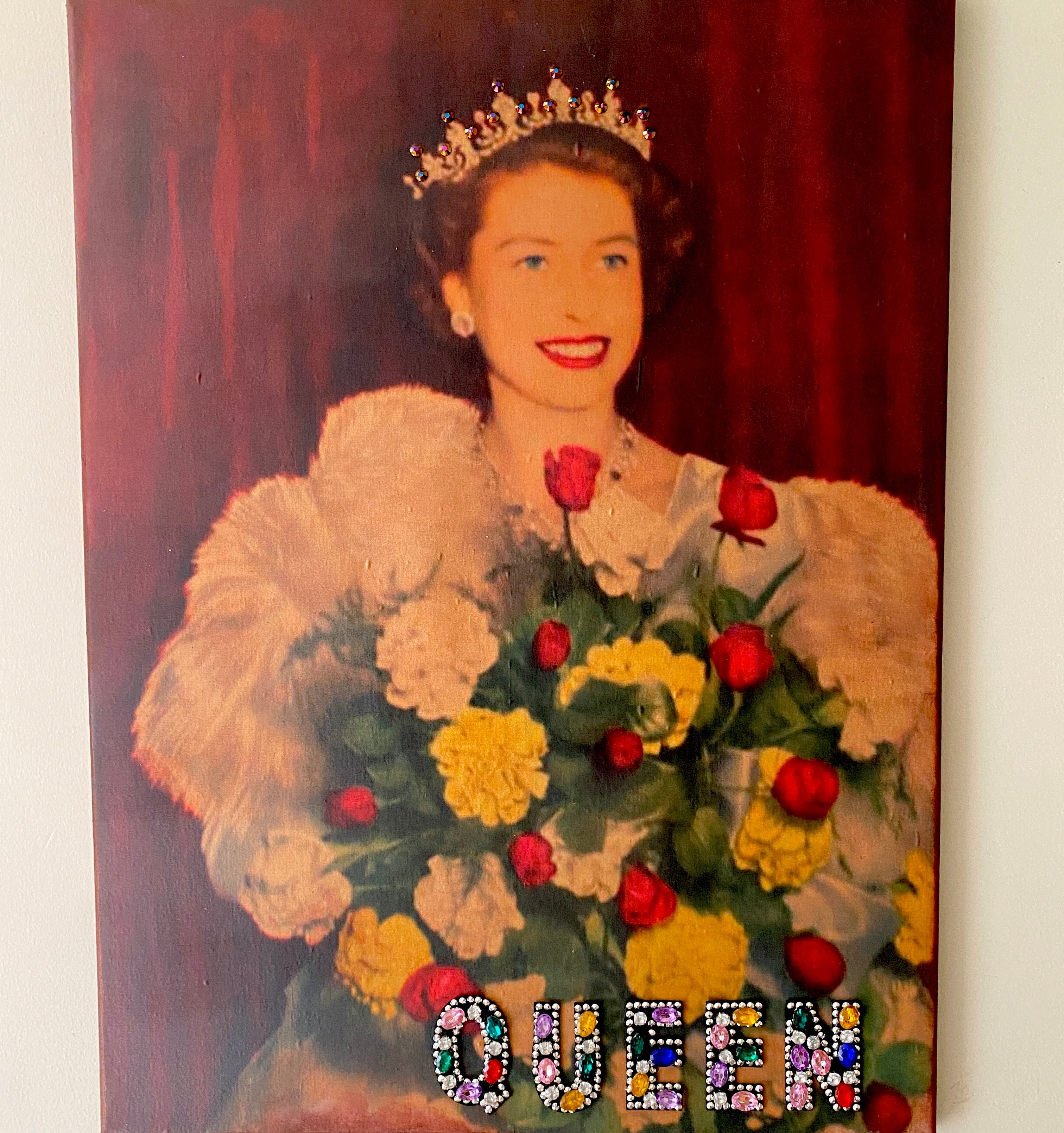 Queen Of Bling | Artwork Decoupaged & Collaged Print Handpainted 3D Canvas | ReVamp Boutique UK