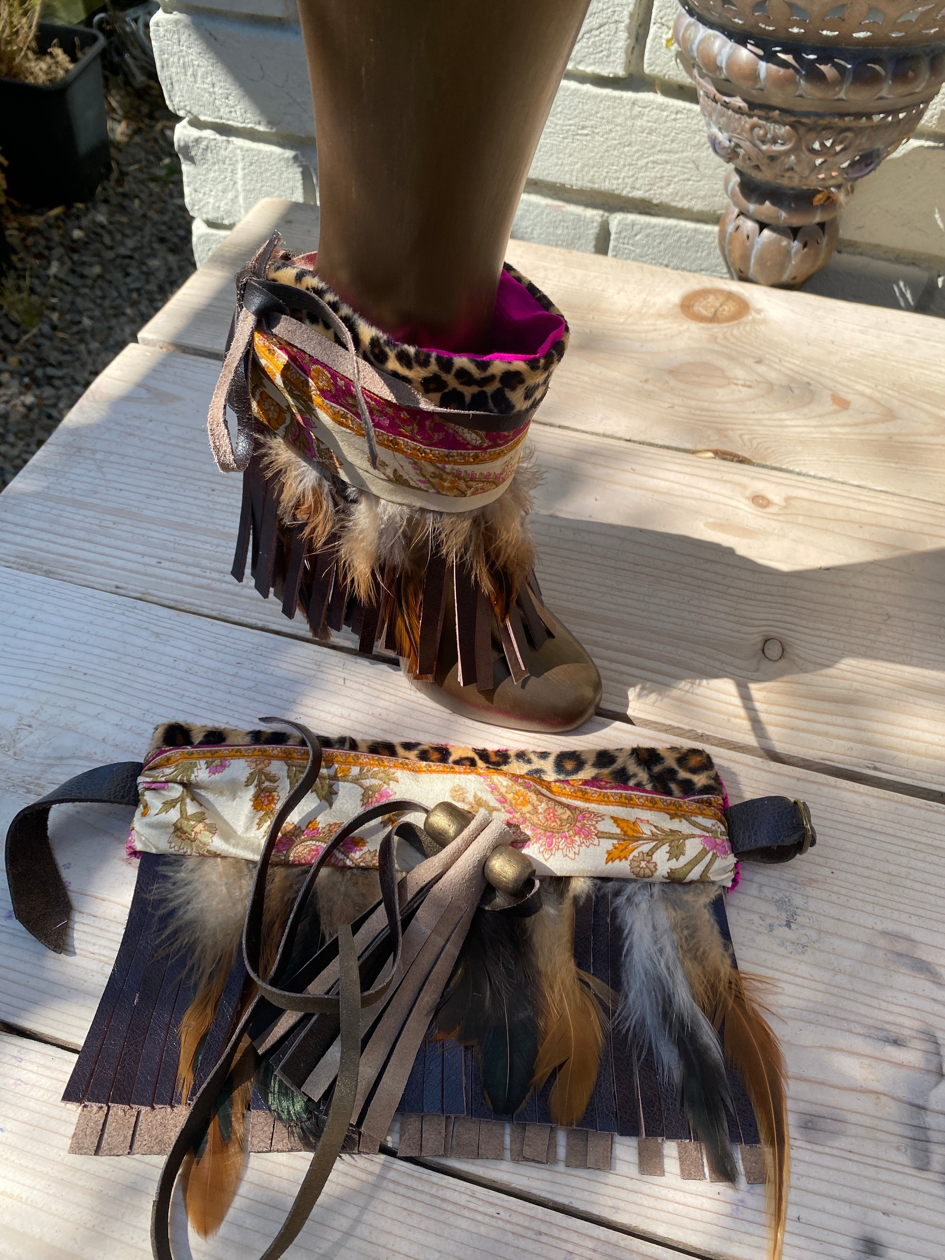 Leopard Saree Boot Cuffs | ReVamp Boutique
