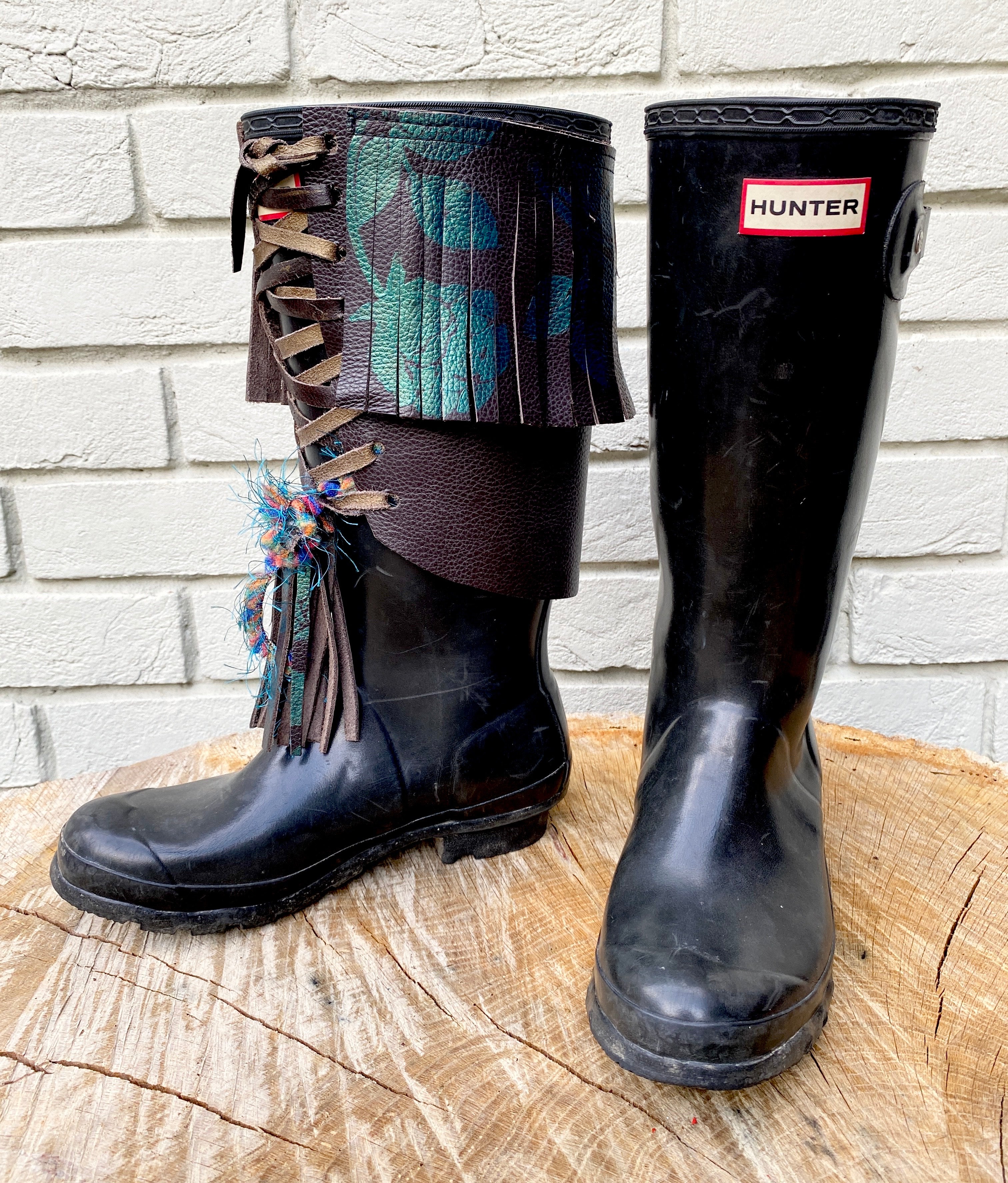 Woodland Wanderer Festival Boot Ankle Cuffs made from Recycled Leather