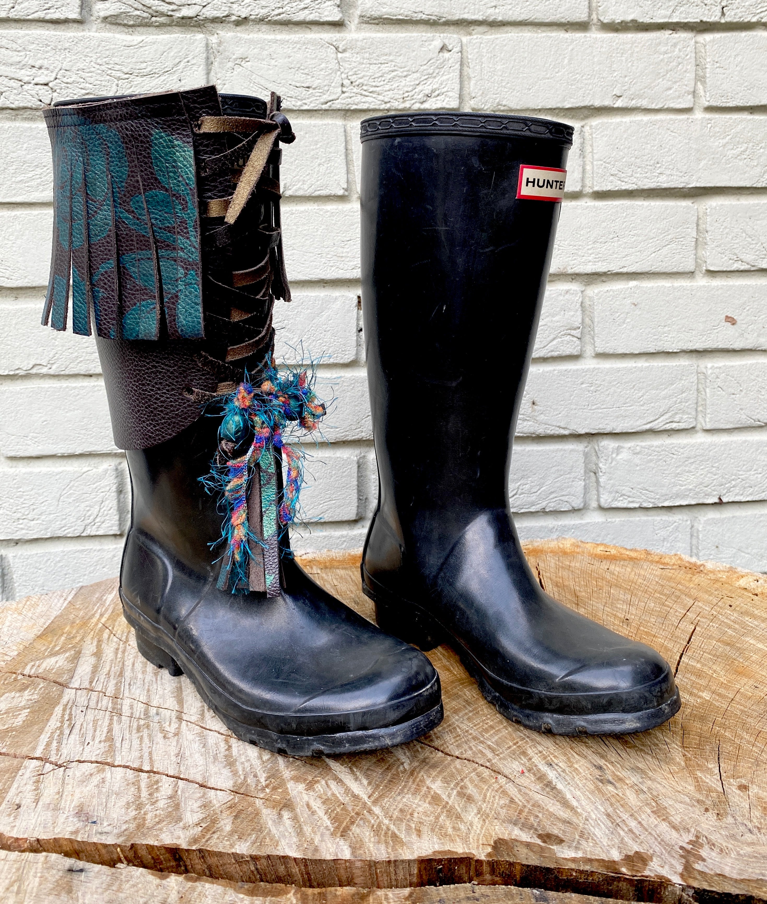 Woodland Wanderer Festival Boot Ankle Cuffs made from Recycled Leather