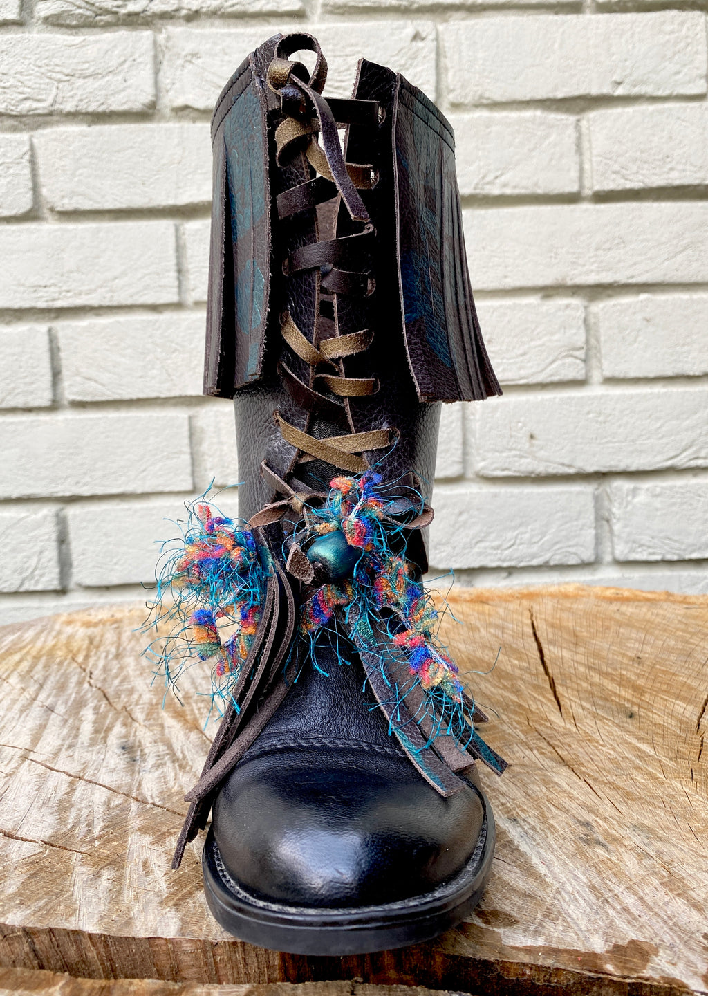 Woodland Wanderer Festival Boot Ankle Cuffs made from Recycled Leather