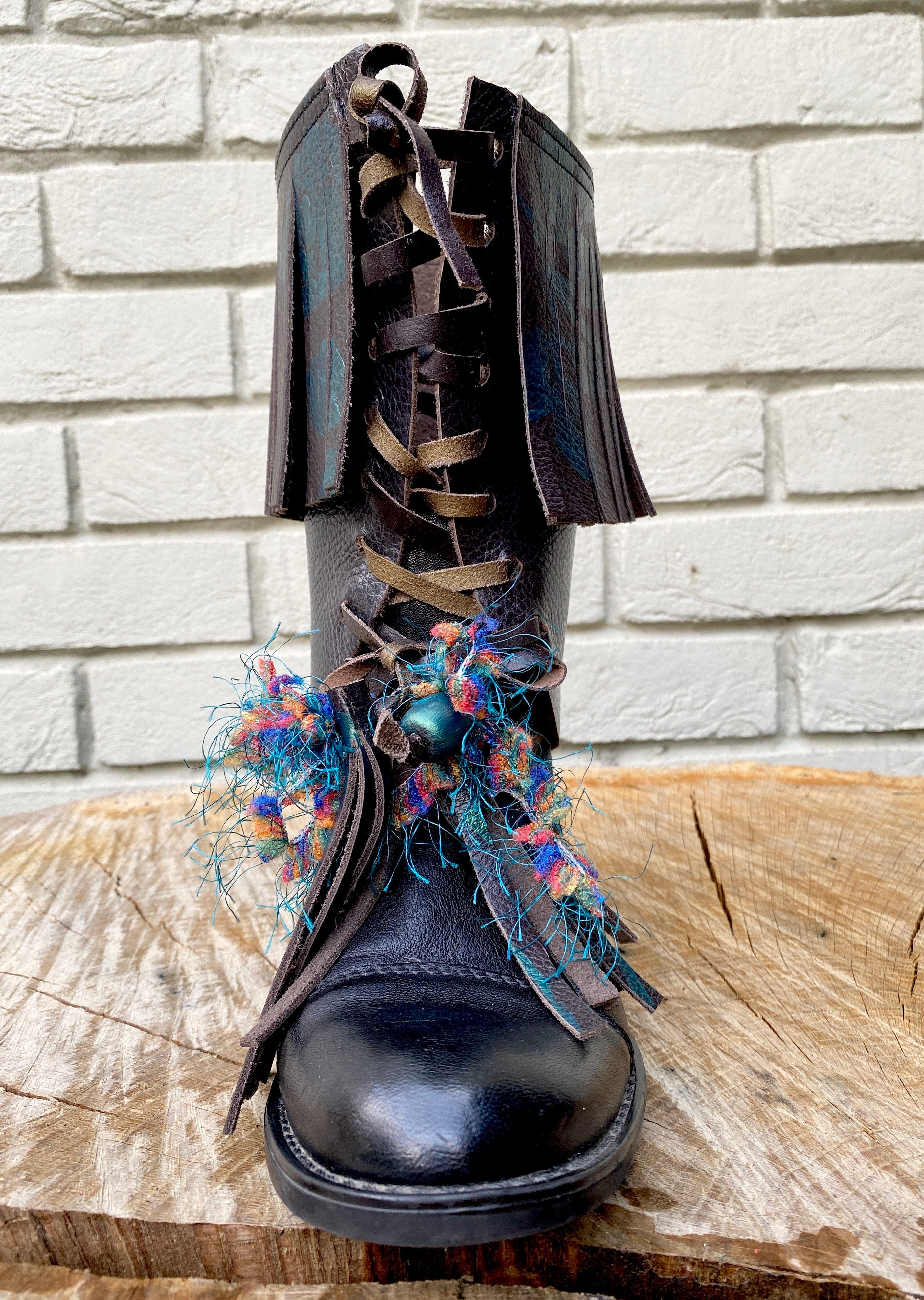 Woodland Wanderer Festival Boot Ankle Cuffs made from Recycled Leather