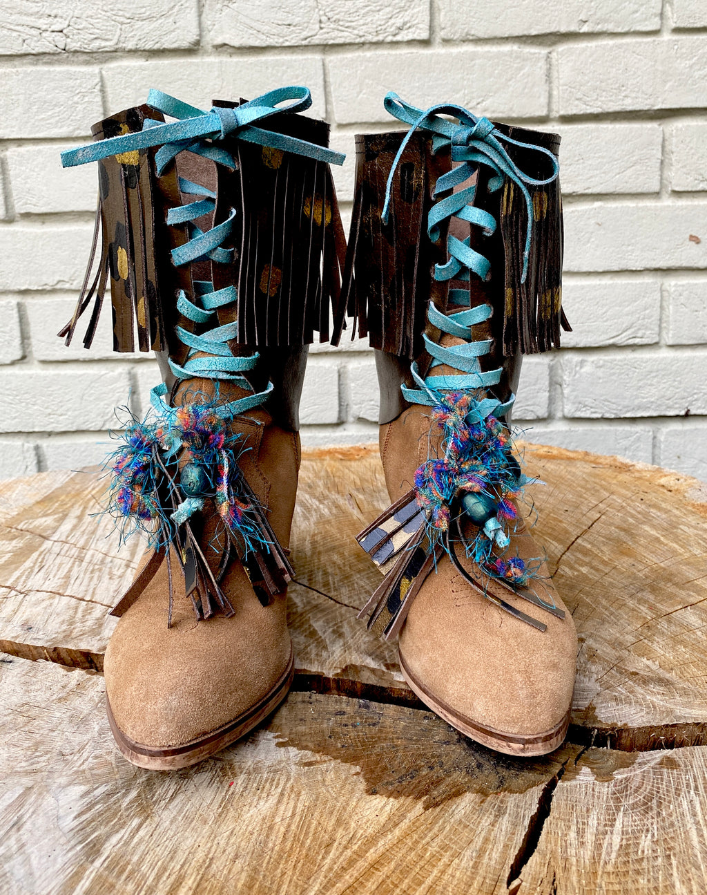 Leopard Festival Boot Ankle Cuffs made from Recycled Leather