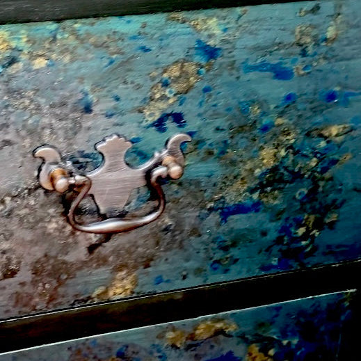 Hand painted Bow Front Vintage Chest of Drawers