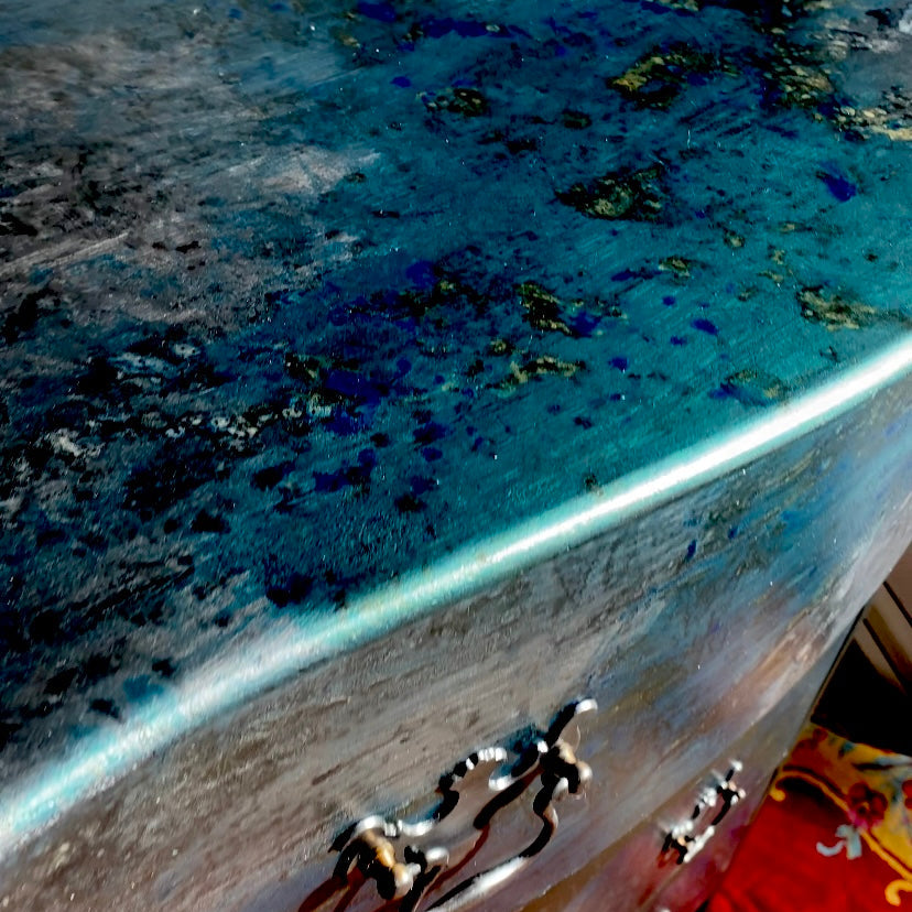 Hand painted Bow Front Vintage Chest of Drawers