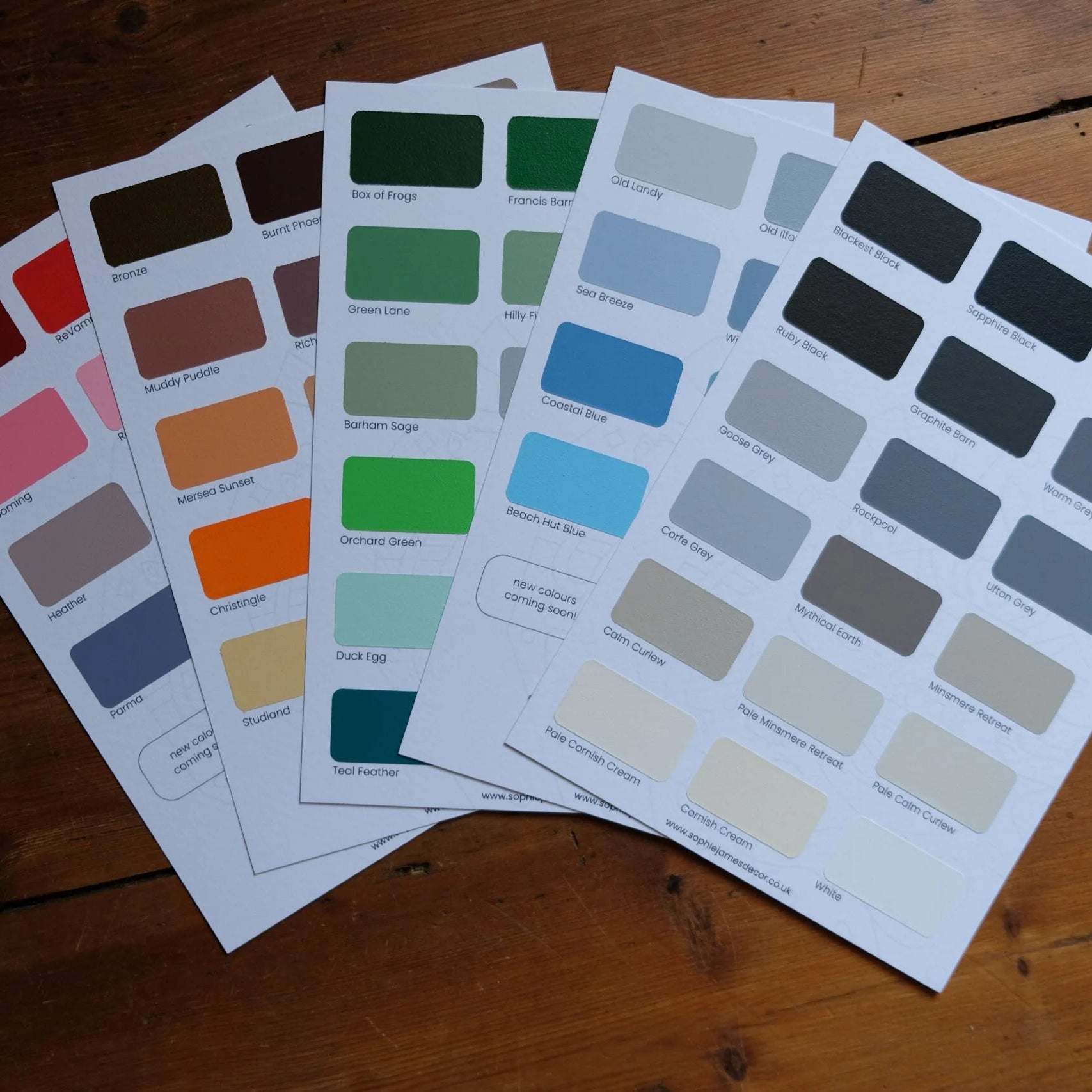 Hand painted colour chart