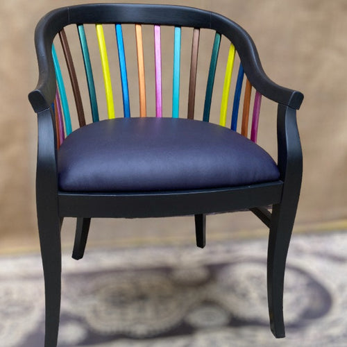 Aubergine Upholstered and Painted Maximalist Dining or Occasional Chair