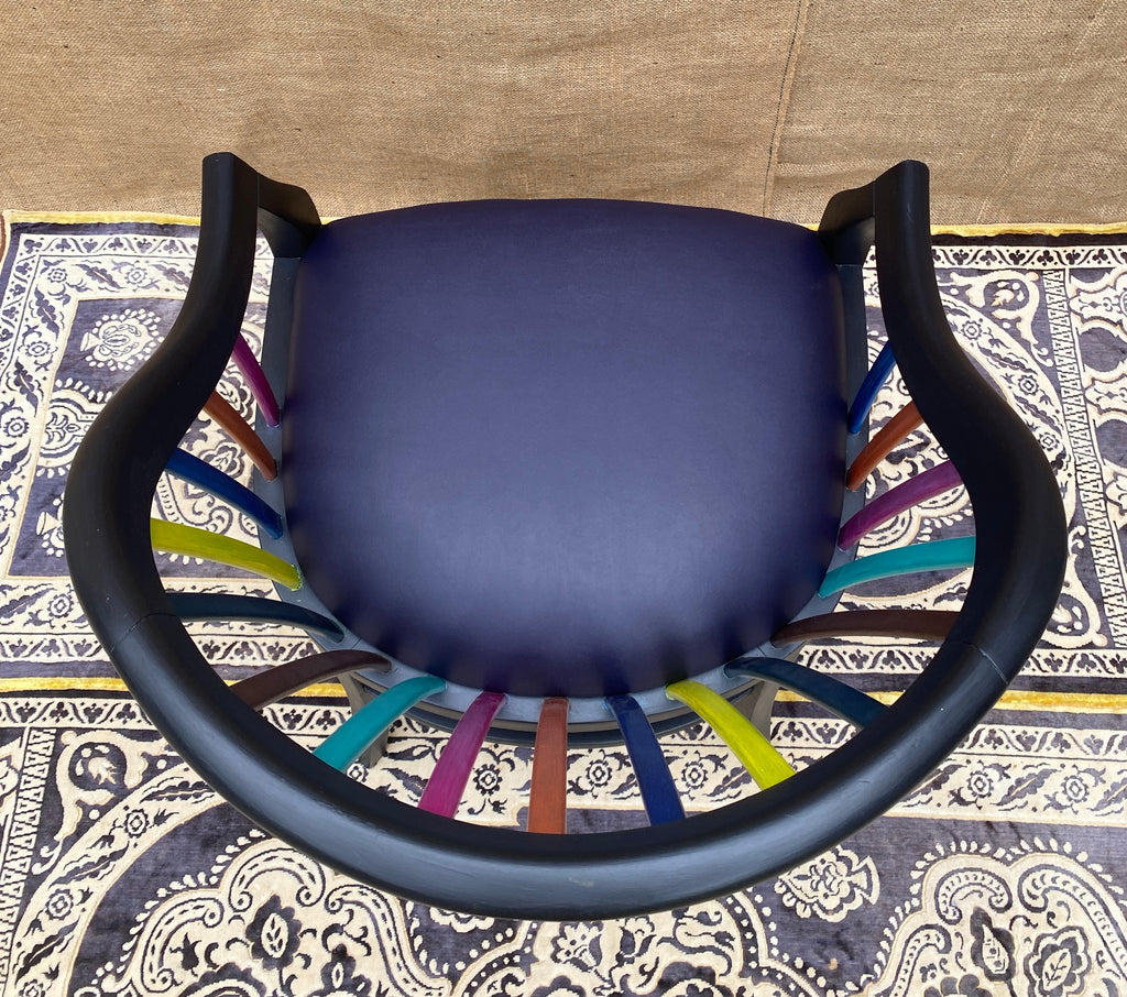 Aubergine Upholstered and Painted Maximalist Dining or Occasional Chair