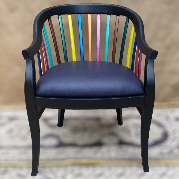 Aubergine Upholstered and Painted Maximalist Dining or Occasional Chair