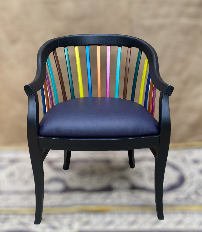 Aubergine Upholstered and Painted Maximalist Dining or Occasional Chair