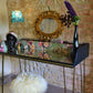 Upcycled Floral Desk/Dressing Table with Antiqued Mirror & Studs