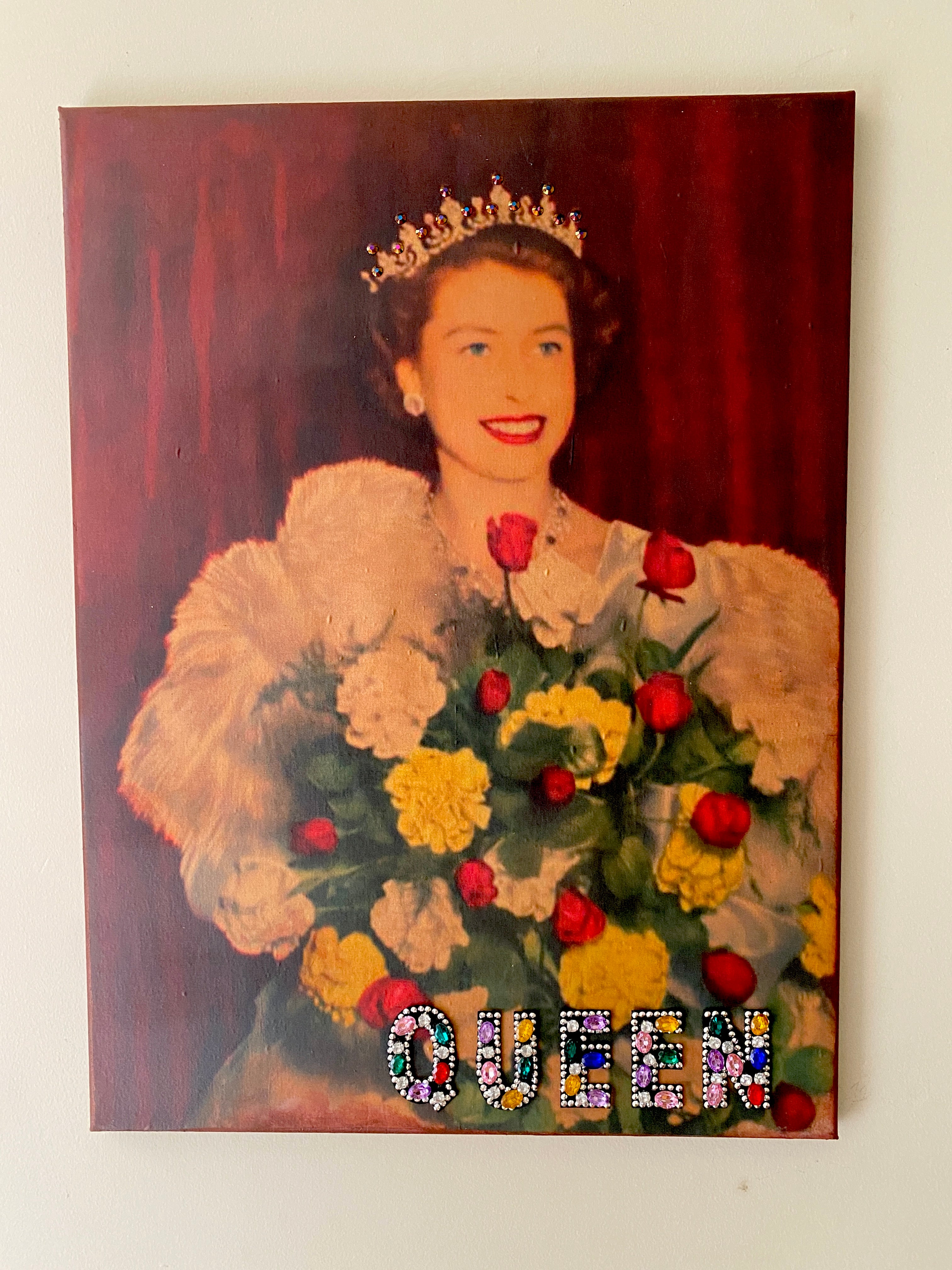 Queen Of Bling | Artwork Decoupaged & Collaged Print Handpainted 3D Canvas | ReVamp Boutique UK